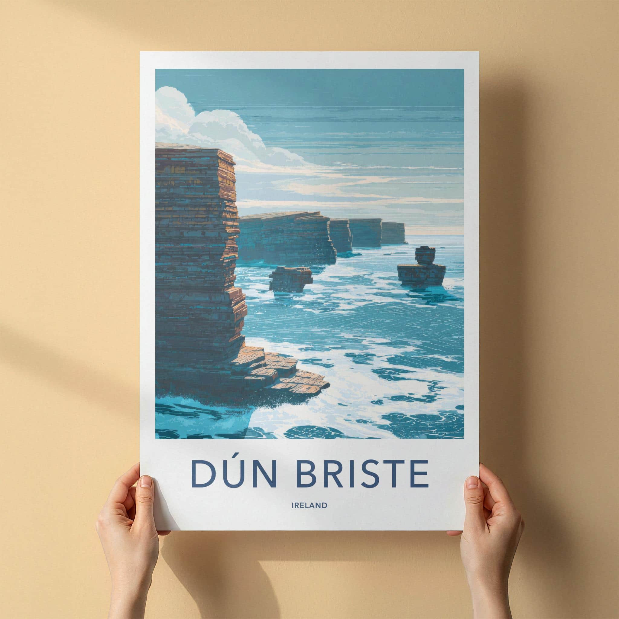 Dun Briste Poster - Ireland Scenic Art - Rugged Ocean Cliffs Home Decor