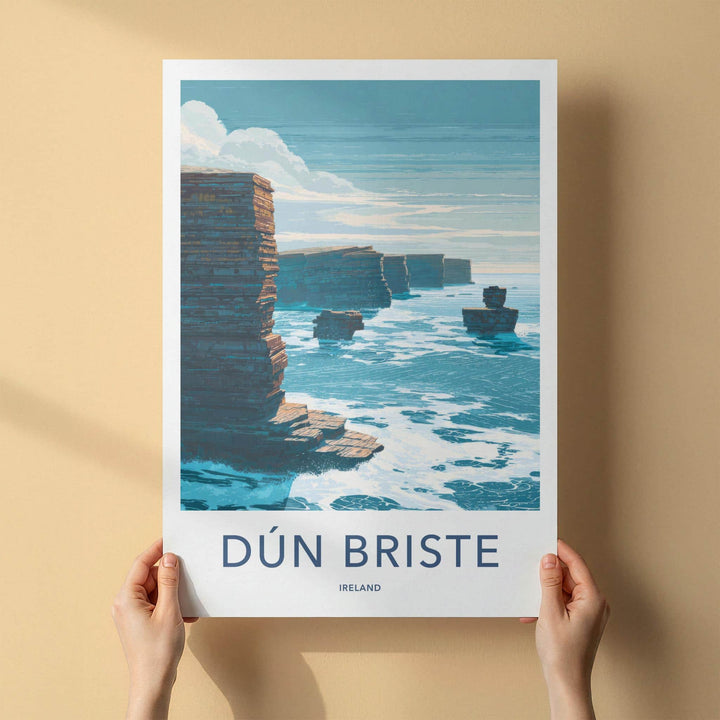 Dun Briste Poster - Ireland Scenic Art - Rugged Ocean Cliffs Home Decor