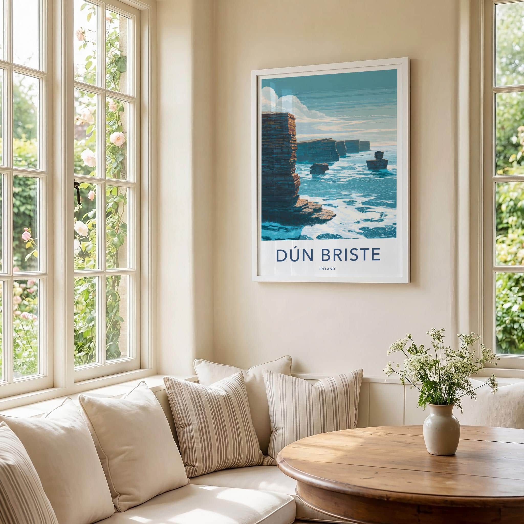 Dun Briste Poster - Ireland Scenic Art - Rugged Ocean Cliffs Home Decor