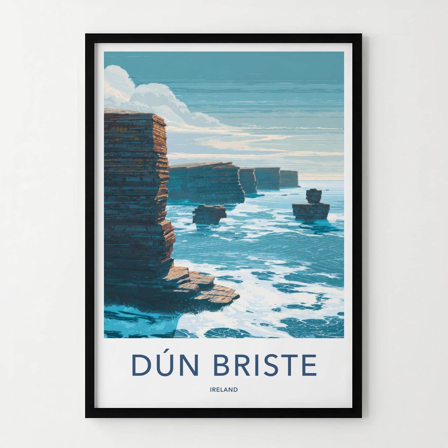 Dun Briste Poster - Ireland Scenic Art - Rugged Ocean Cliffs Home Decor