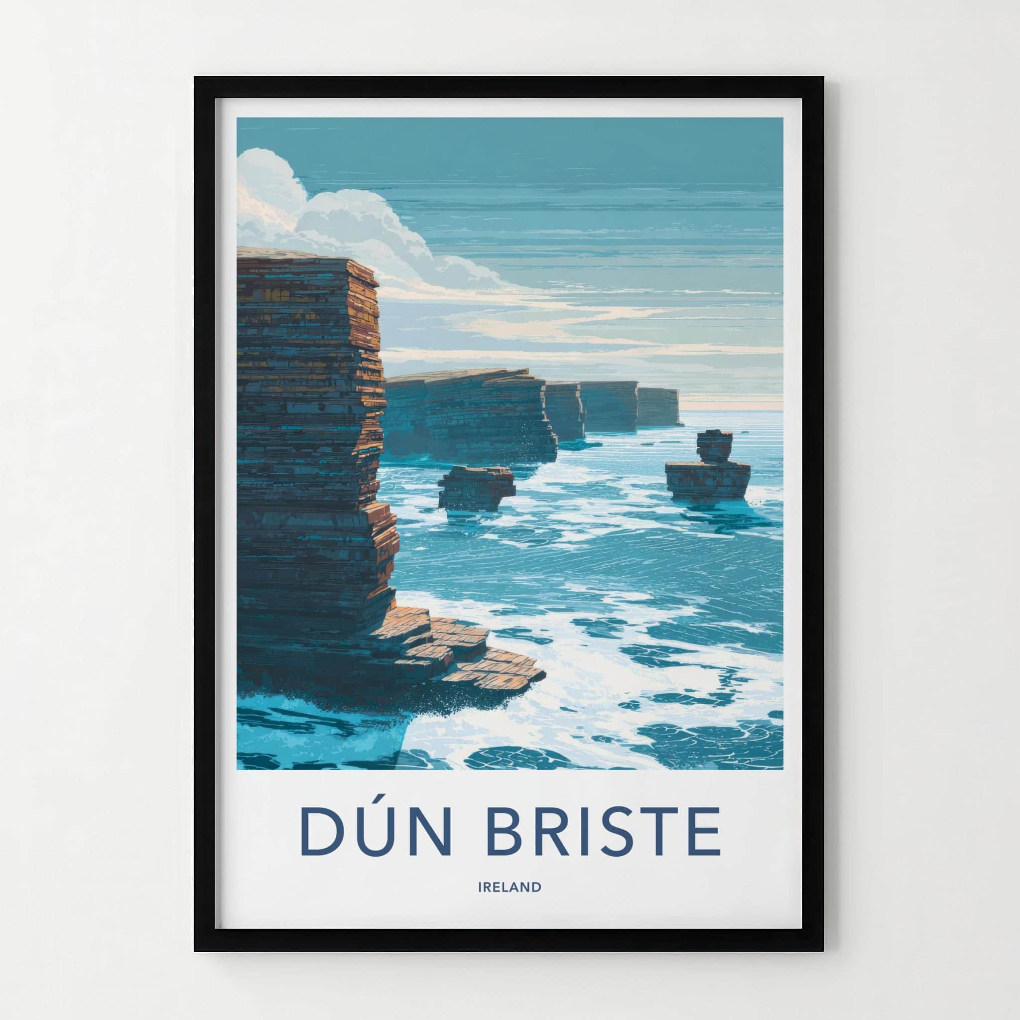 Dun Briste Poster - Ireland Scenic Art - Rugged Ocean Cliffs Home Decor