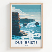 Dun Briste Poster - Ireland Scenic Art - Rugged Ocean Cliffs Home Decor