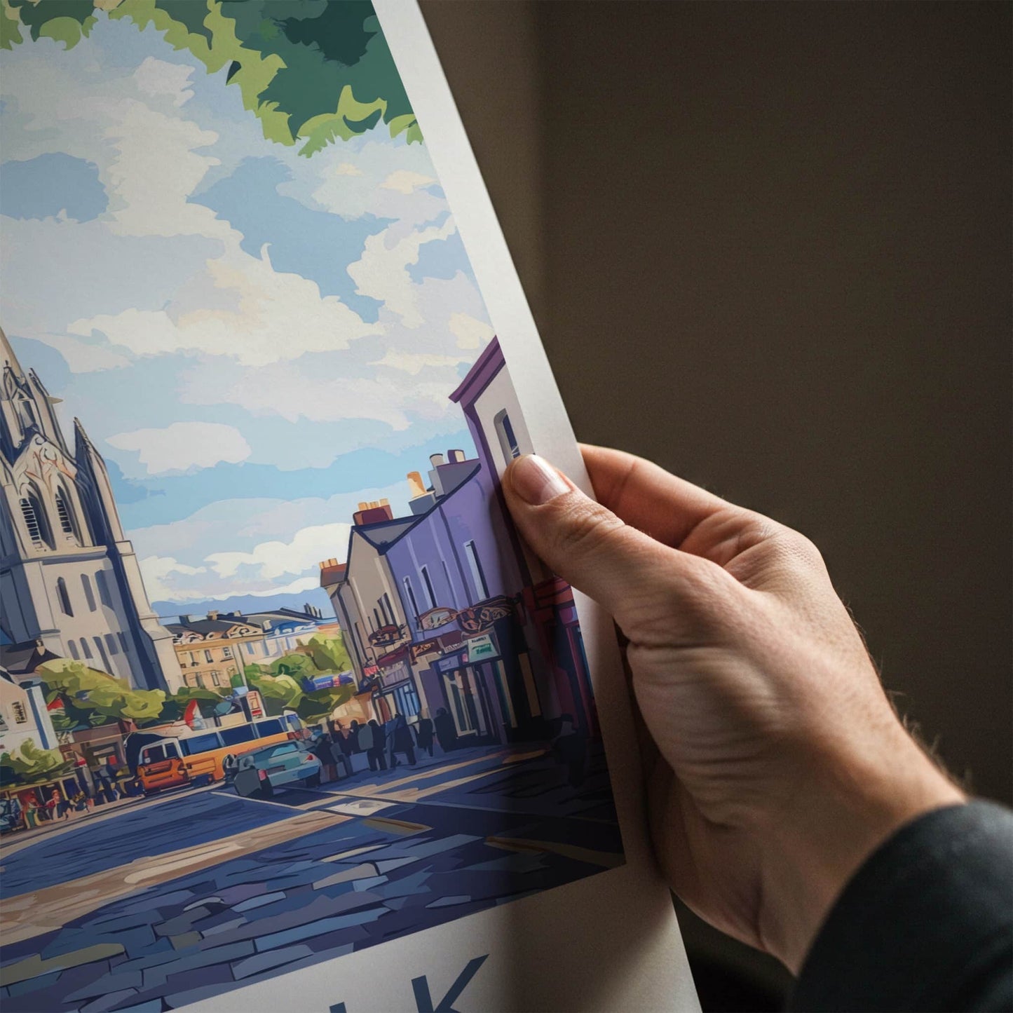 Dundalk Poster - Ireland Travel Art - Church Spire Street Home Decor