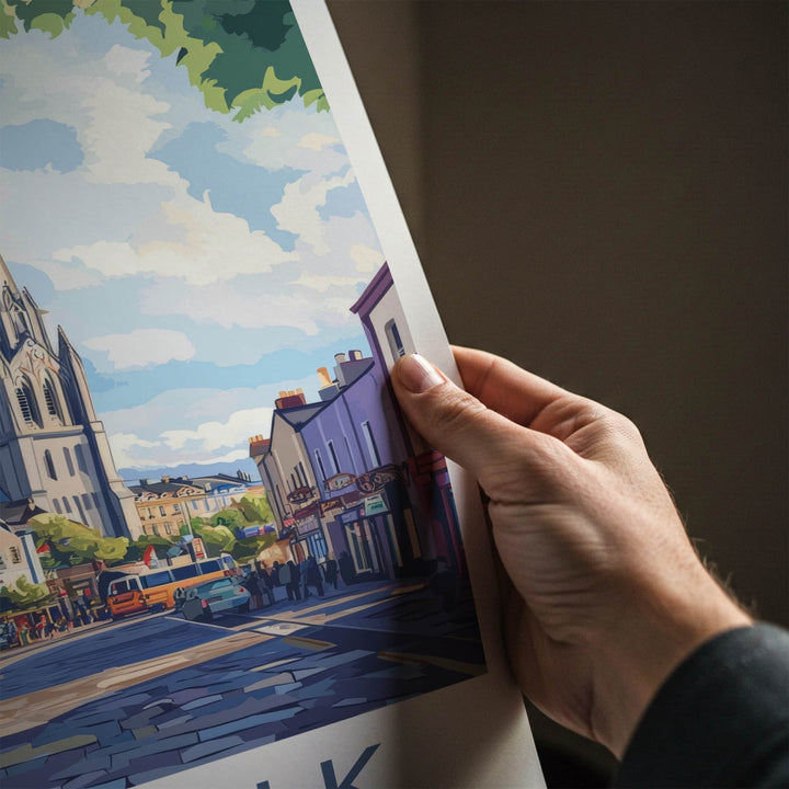 Dundalk Poster - Ireland Travel Art - Church Spire Street Home Decor