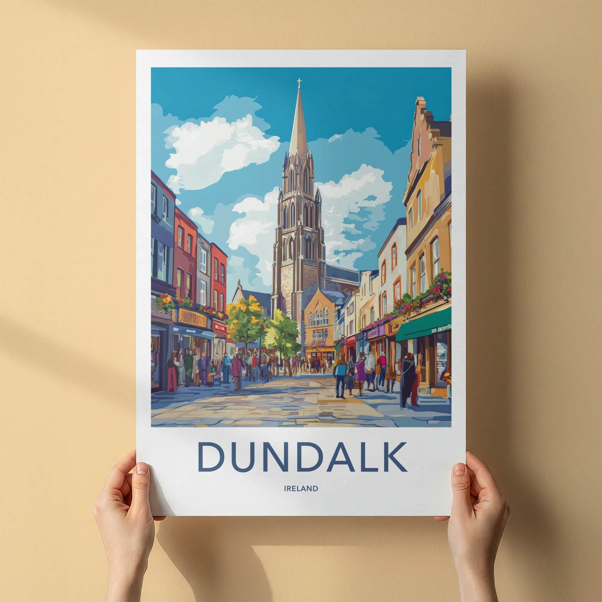 Dundalk Poster - Ireland Travel Art - Cityscape Street View Home Decor