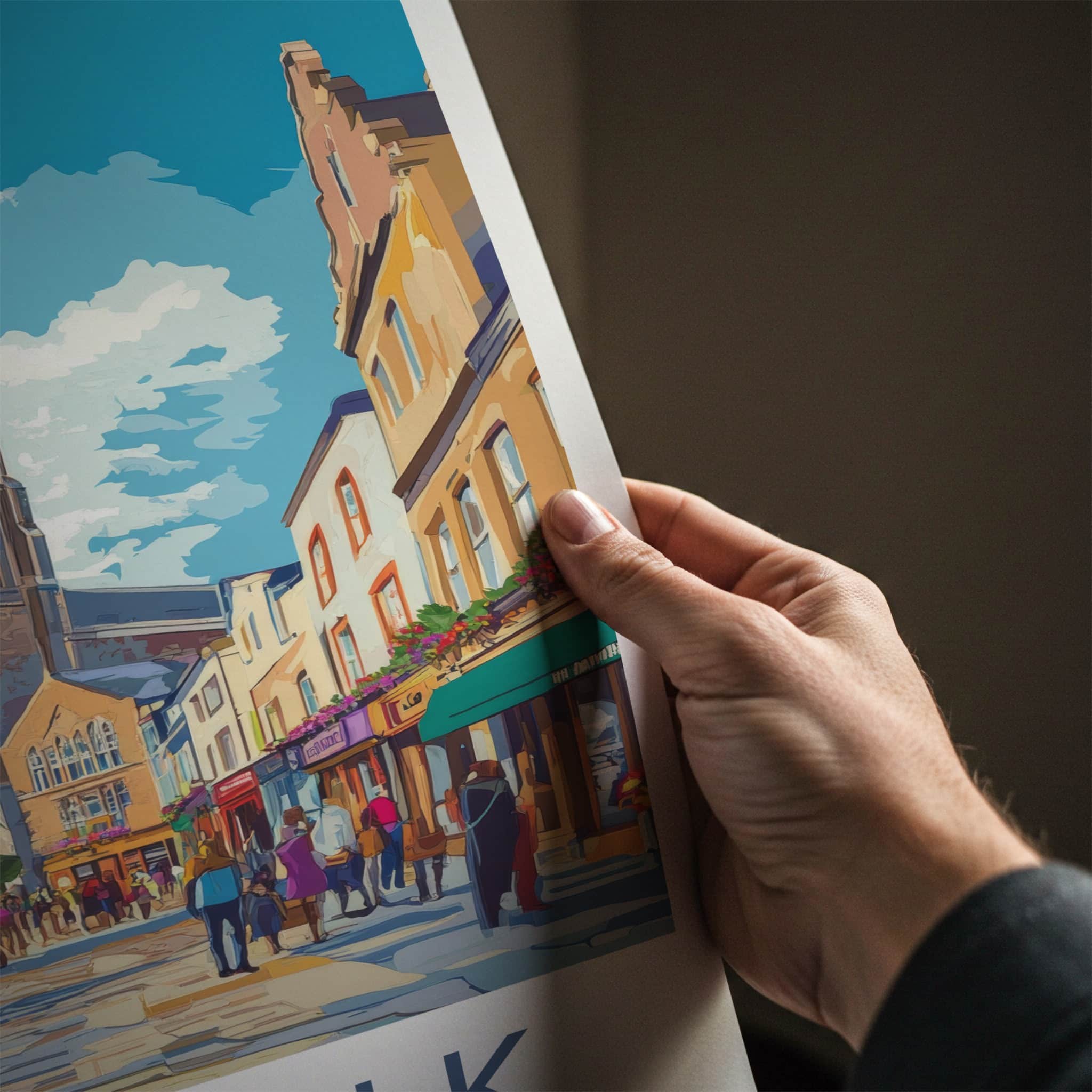 Dundalk Poster - Ireland Travel Art - Cityscape Street View Home Decor