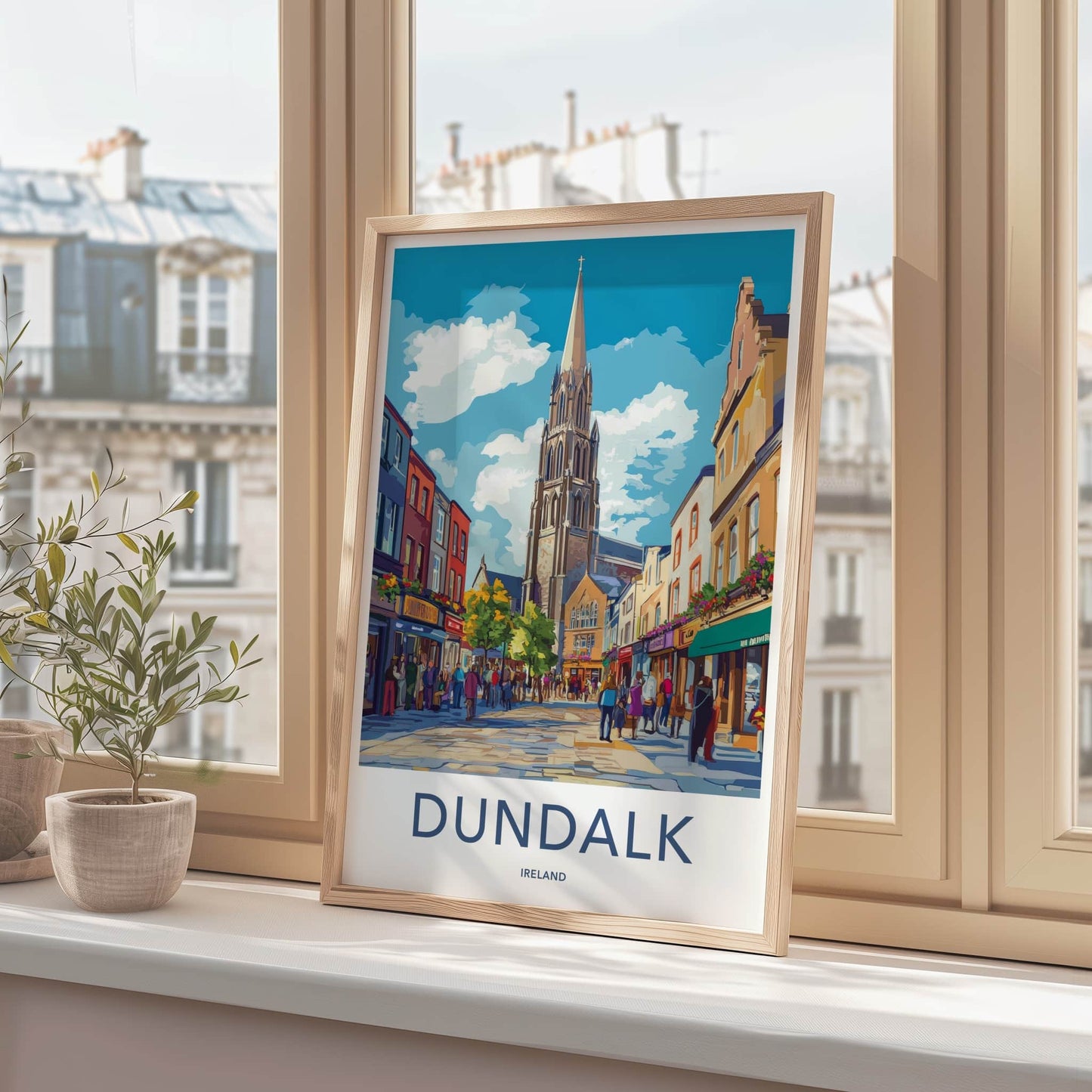 Dundalk Poster - Ireland Travel Art - Cityscape Street View Home Decor