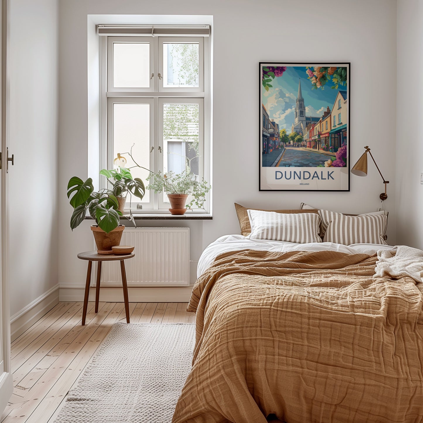 Dundalk Poster - Ireland Travel Art - Sunny Street Church Home Decor