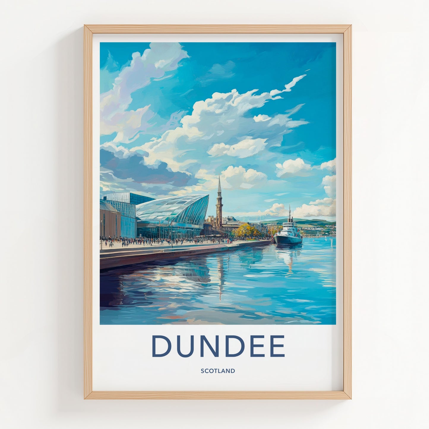 Dundee Poster - Scotland Art Print - Harbor Cityscape View Wall Decor