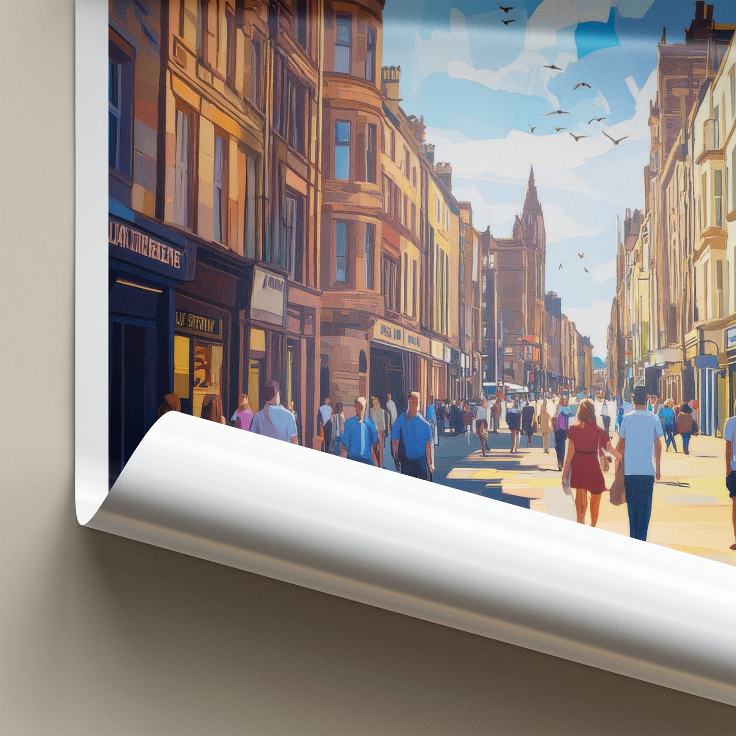 Dundee Poster - Scotland Travel Art - Busy City Street Home Decor