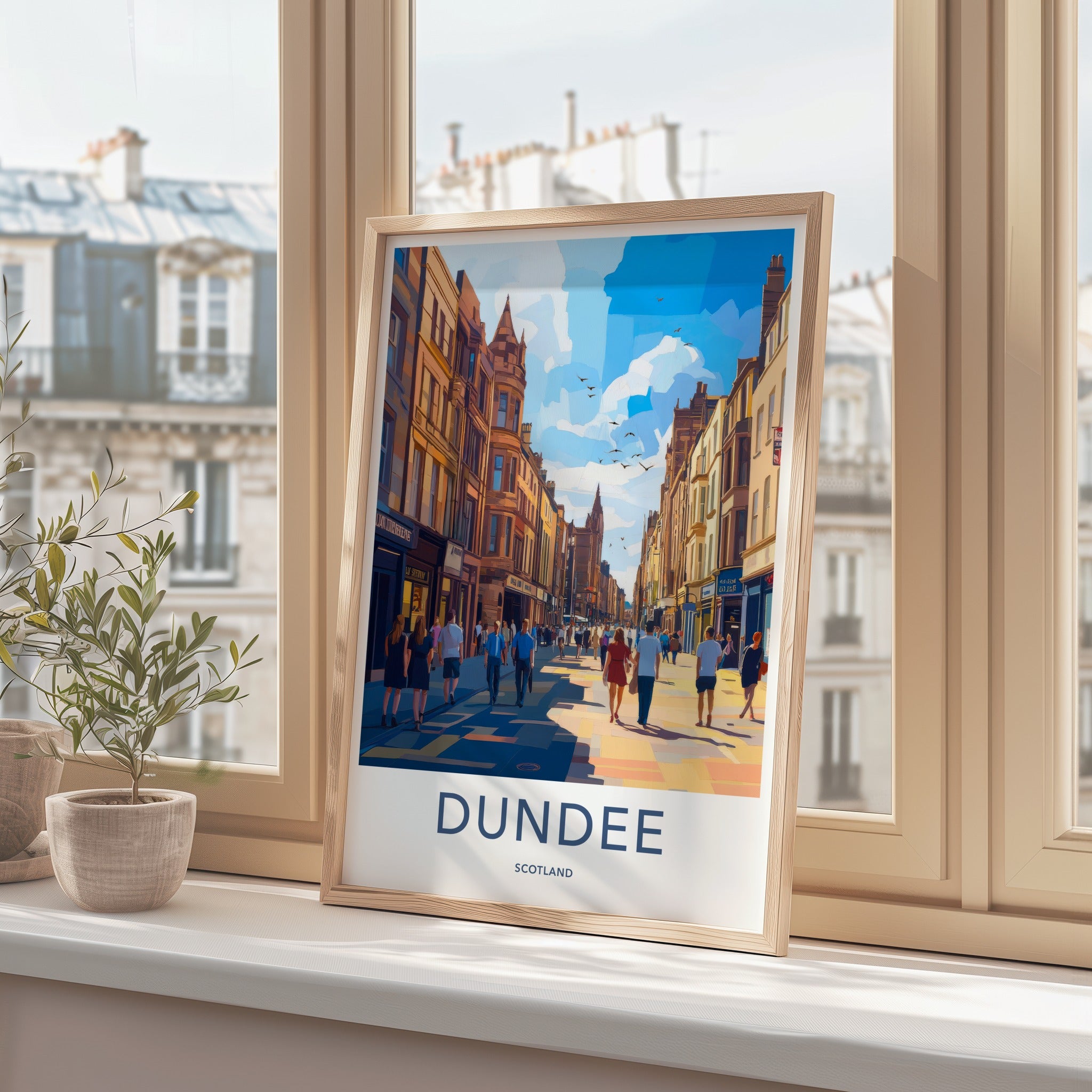 Dundee Poster - Scotland Travel Art - Busy City Street Home Decor