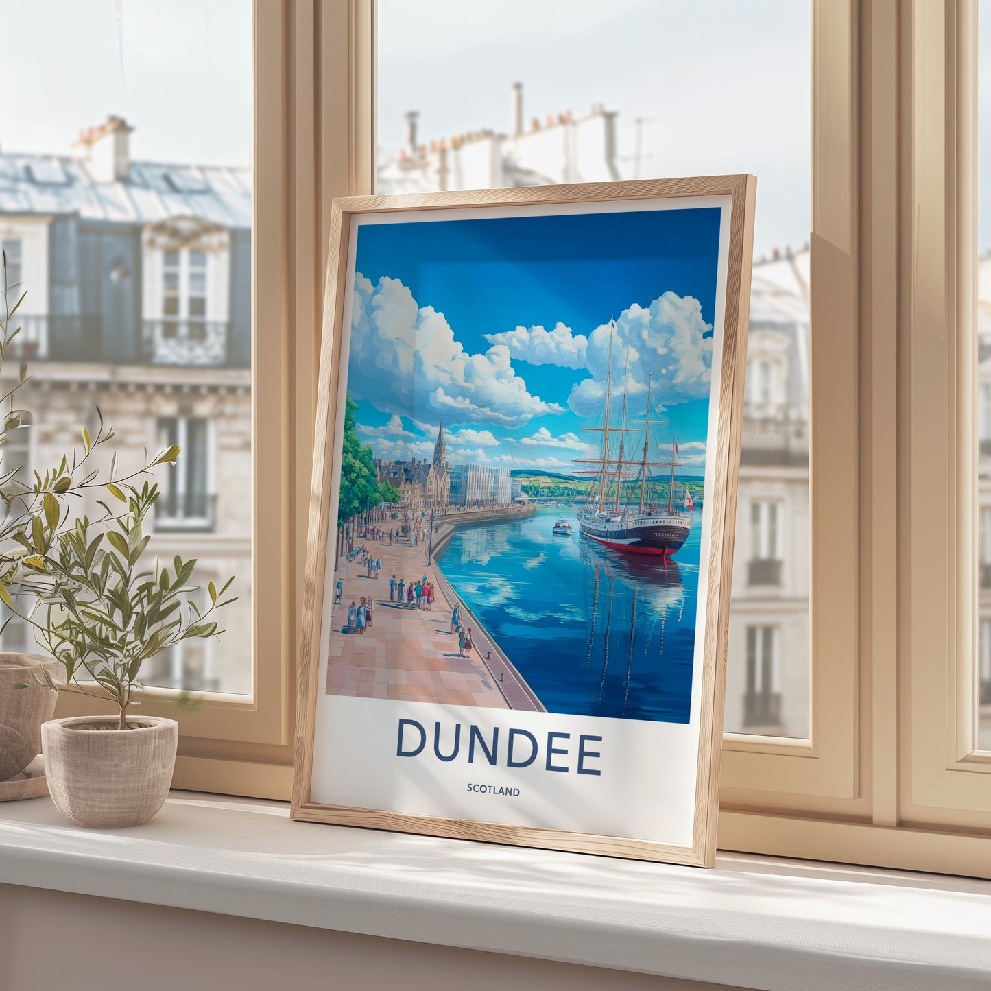 Dundee Poster - Scotland Travel Art - Historic Ship Harbor Home Decor