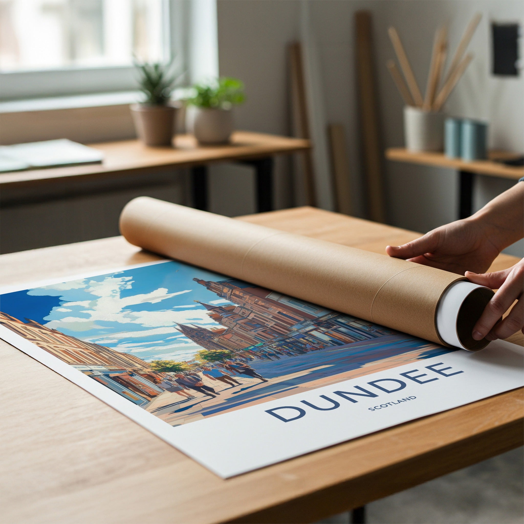 Dundee Poster - Scotland Travel Art - Urban Street Scene Home Decor
