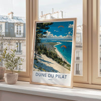 Dune du Pilat Poster - France Scenic Art - Paraglide coastal vista Home Decor