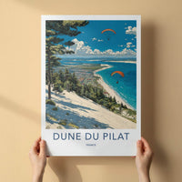 Dune du Pilat Poster - France Scenic Art - Paraglide coastal vista Home Decor