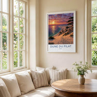 Dune Du Pilat Poster - France Travel Art - Golden Ocean Sunset Home Decor
