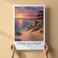 Dune Du Pilat Poster - France Travel Art - Golden Ocean Sunset Home Decor