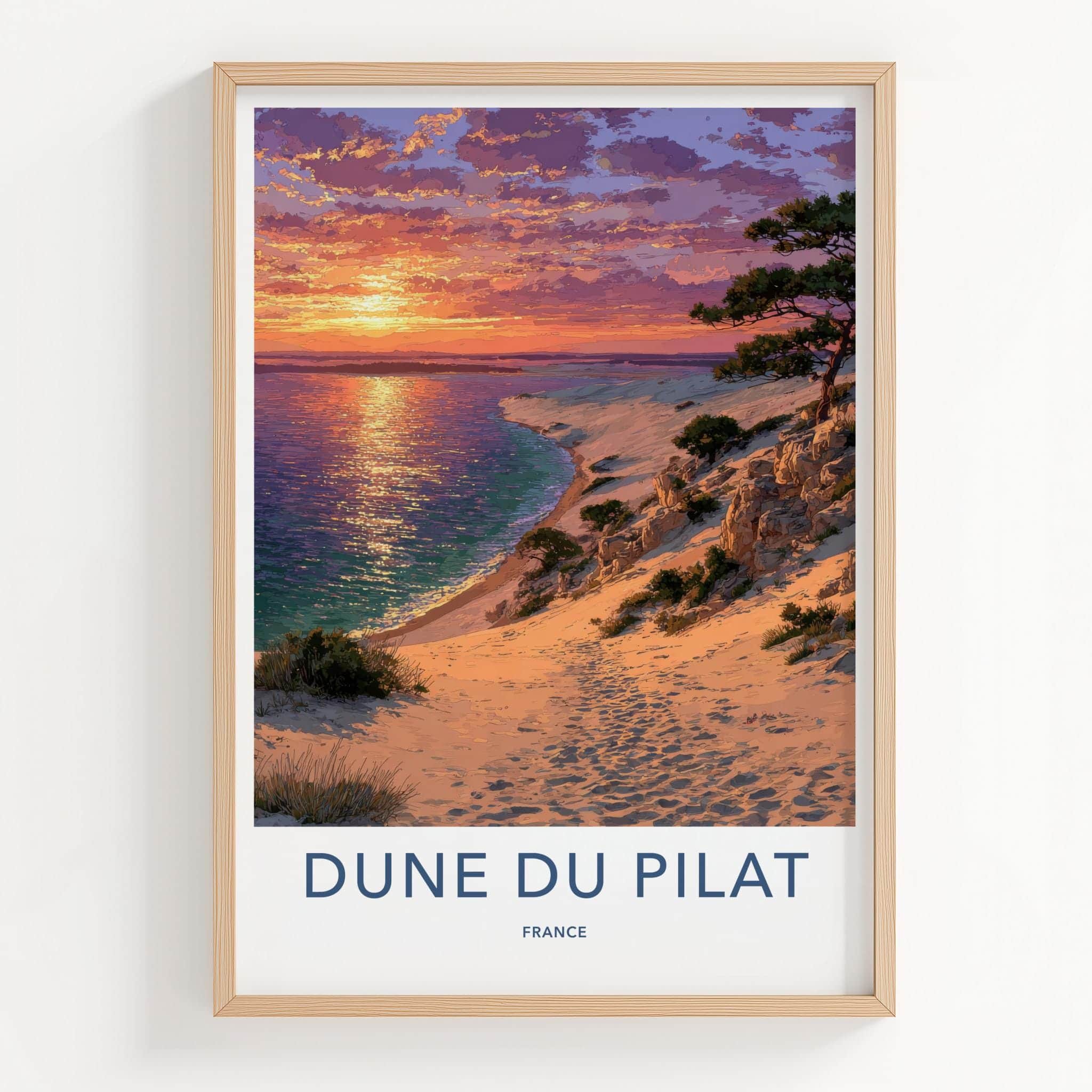 Dune Du Pilat Poster - France Travel Art - Golden Ocean Sunset Home Decor