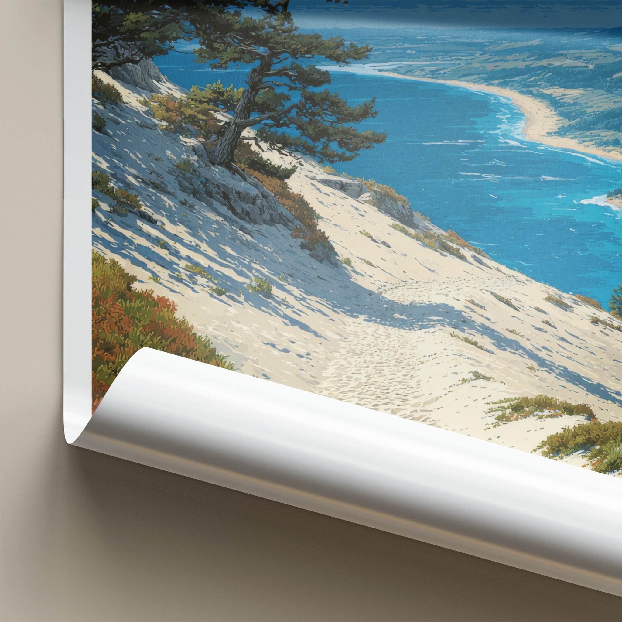 Dune du Pilat Poster - France Travel Art - Paraglider Ocean Beach Home Decor