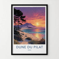 Dune du Pilat Poster - France Travel Art - starry sunset beach Home Decor