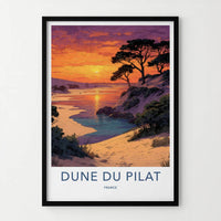 Dune du Pilat Poster - France Travel Art - Sunset Beach Pines Home Decor