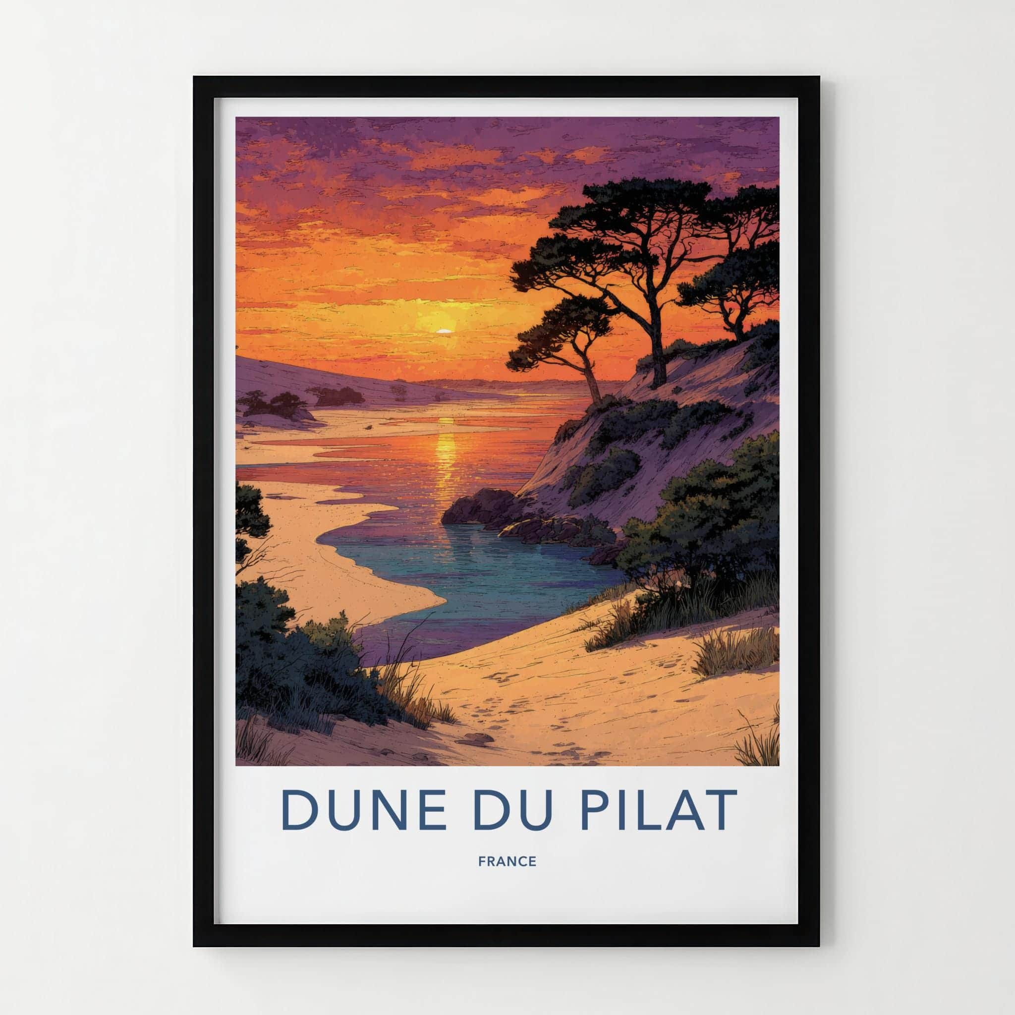 Dune du Pilat Poster - France Travel Art - Sunset Beach Pines Home Decor