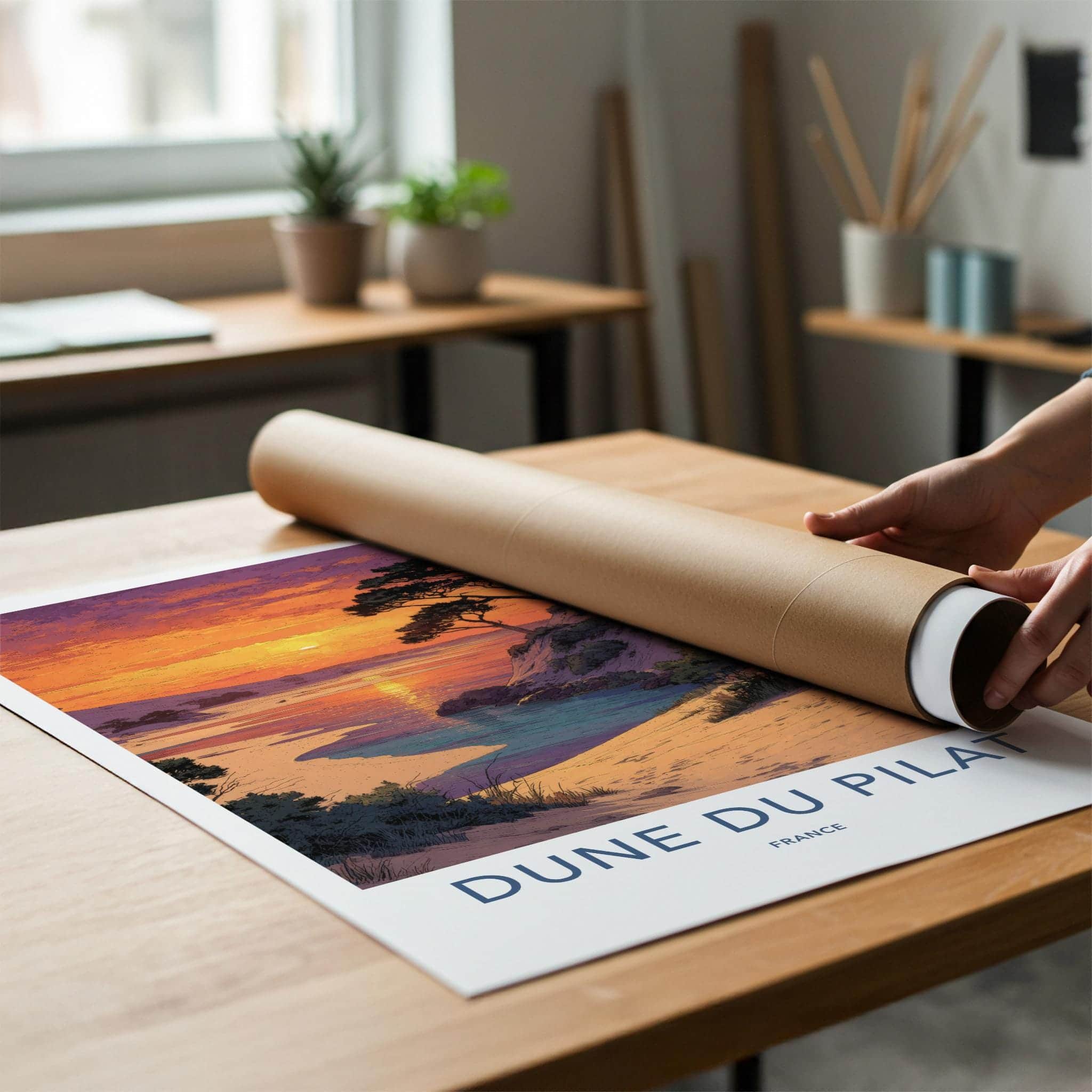 Dune du Pilat Poster - France Travel Art - Sunset Beach Pines Home Decor