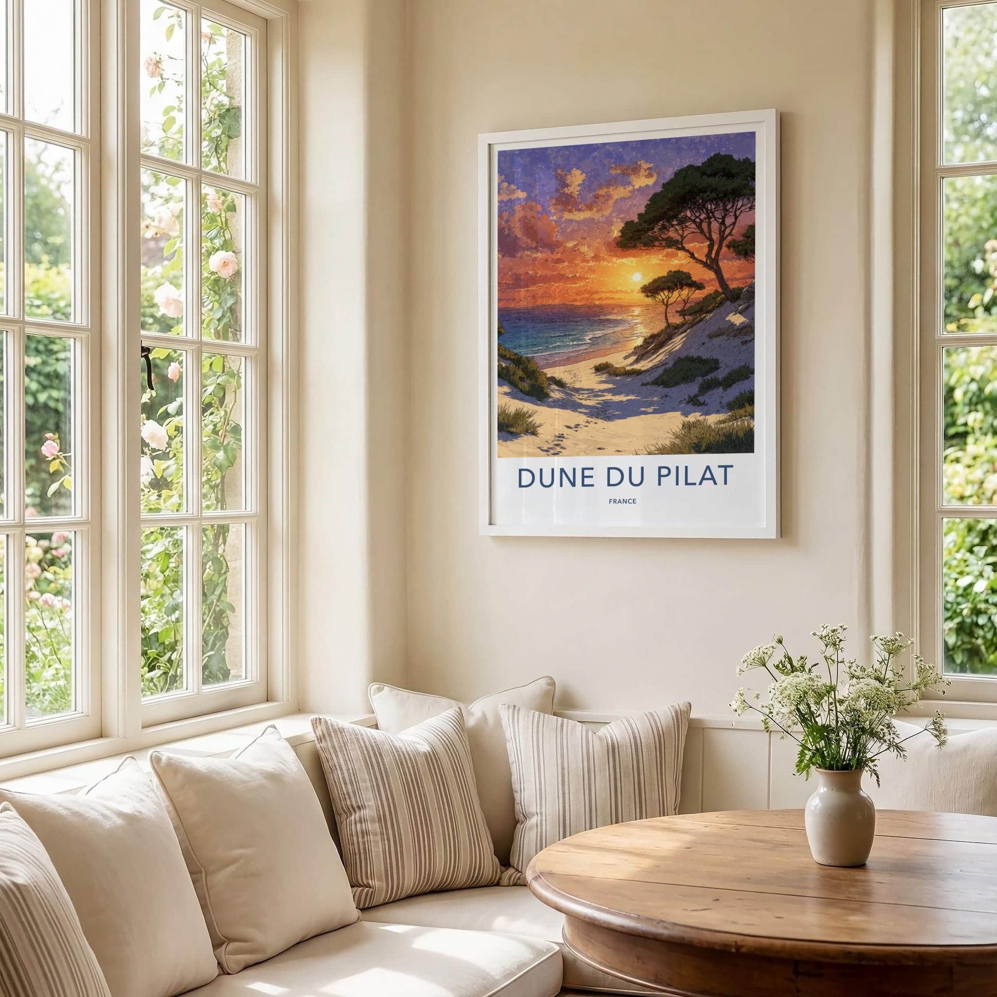 Dune Du Pilat Poster - France Travel Art - Vibrant Sunset Beach Wall Decor