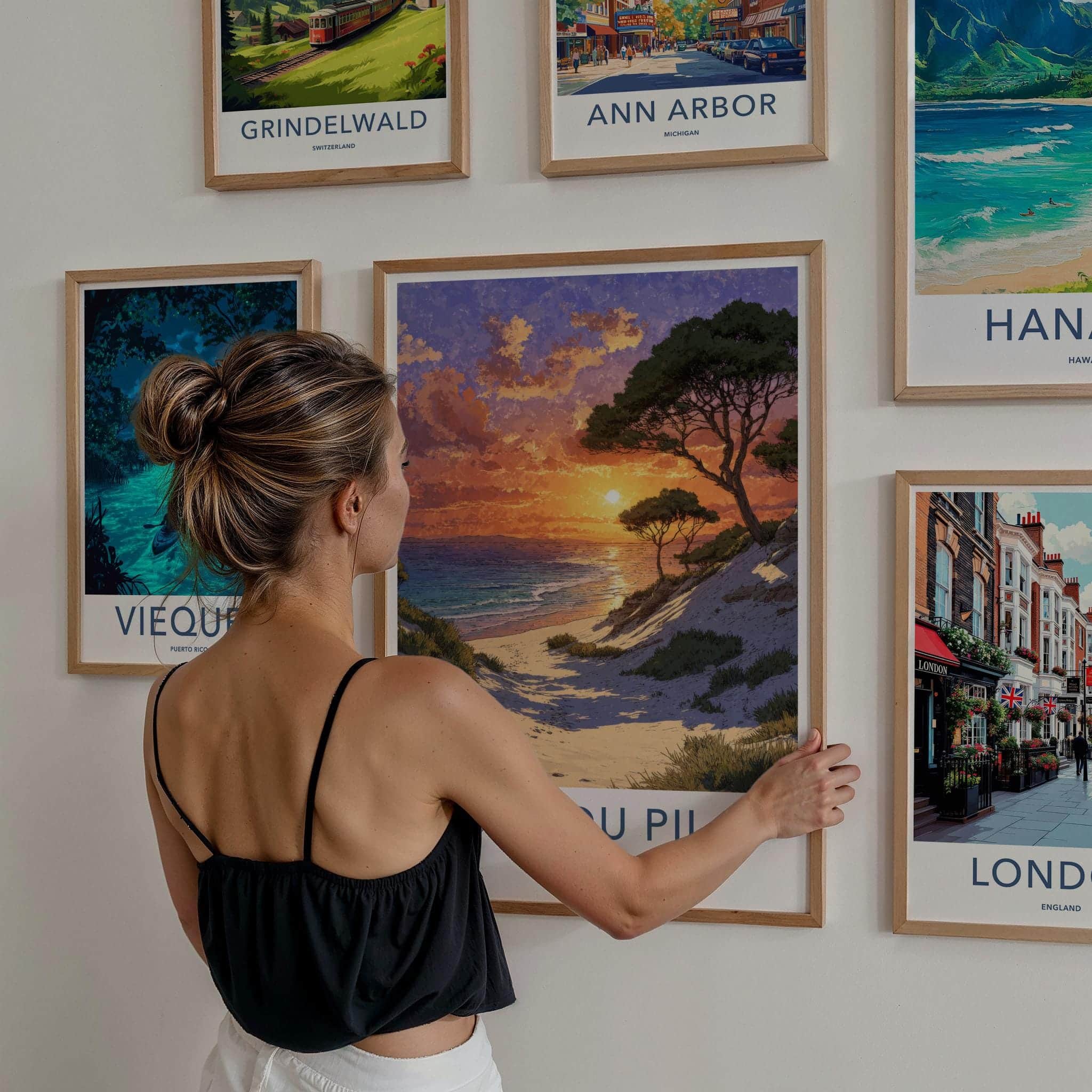 Dune Du Pilat Poster - France Travel Art - Vibrant Sunset Beach Wall Decor