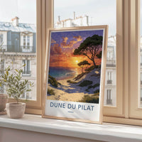 Dune Du Pilat Poster - France Travel Art - Vibrant Sunset Beach Wall Decor
