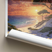 Dune Du Pilat Poster - France Travel Art - Vibrant Sunset Beach Wall Decor