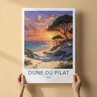 Dune Du Pilat Poster - France Travel Art - Vibrant Sunset Beach Wall Decor