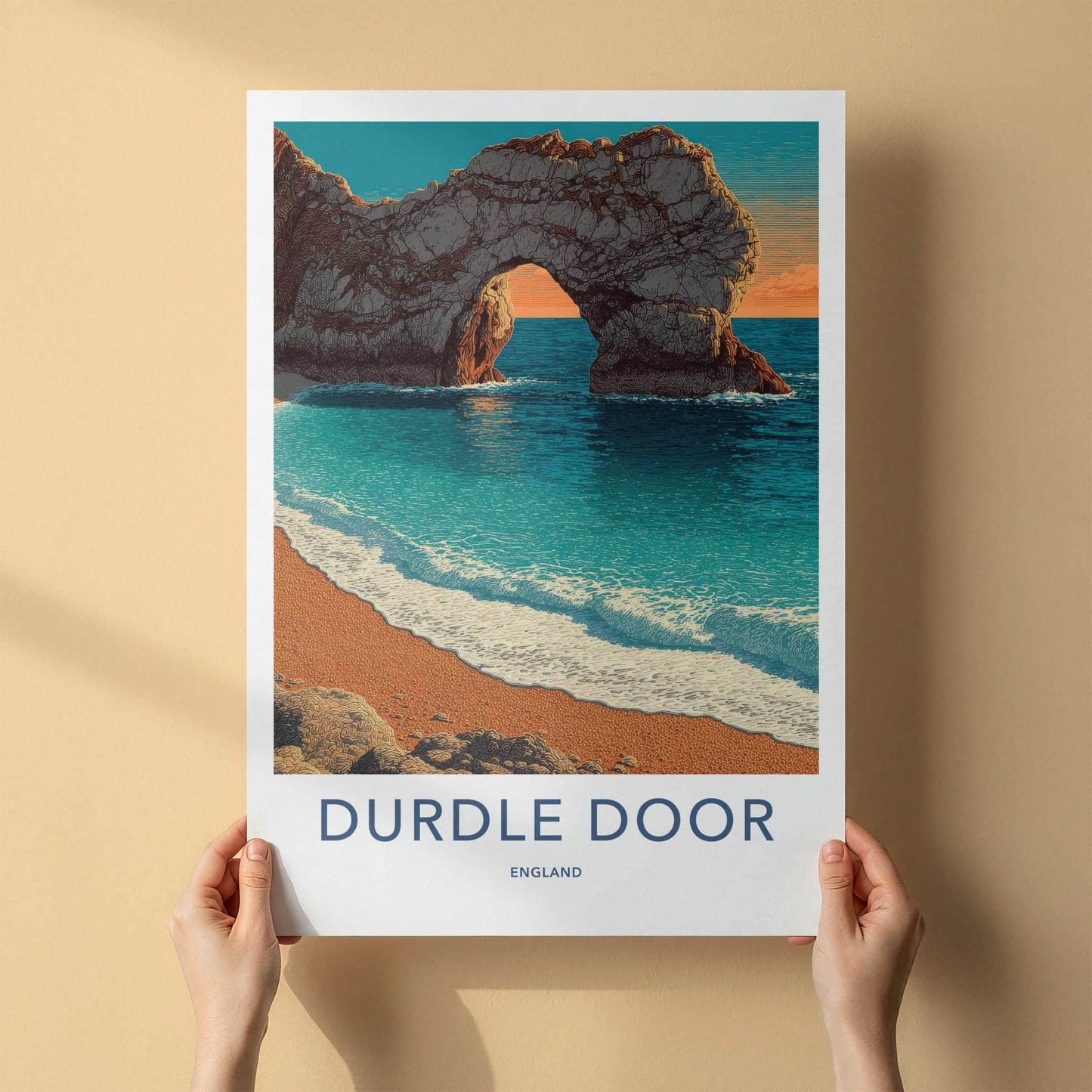 Durdle Door Poster - England Travel Art - Dramatic coastal arch Home Decor