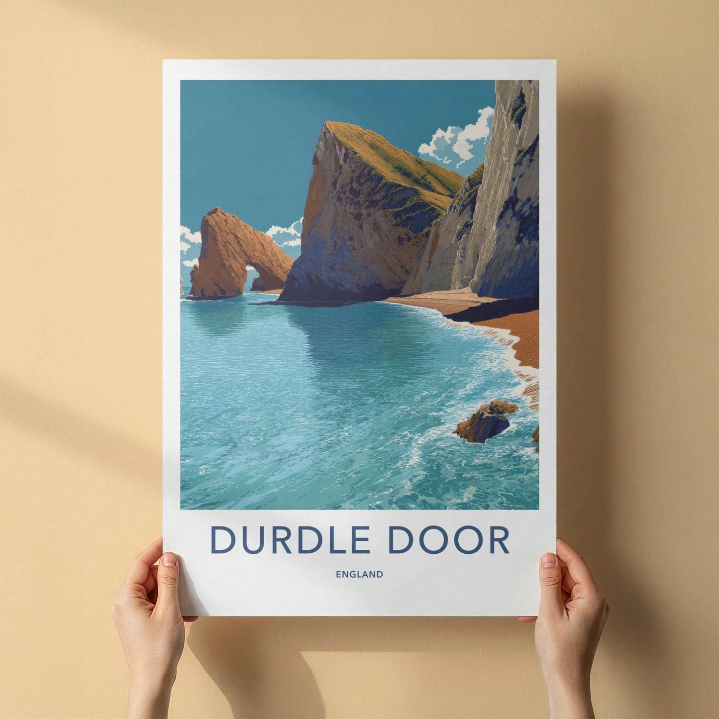 Durdle Door Poster - England Travel Art - Natural Arch Seascape Home Decor
