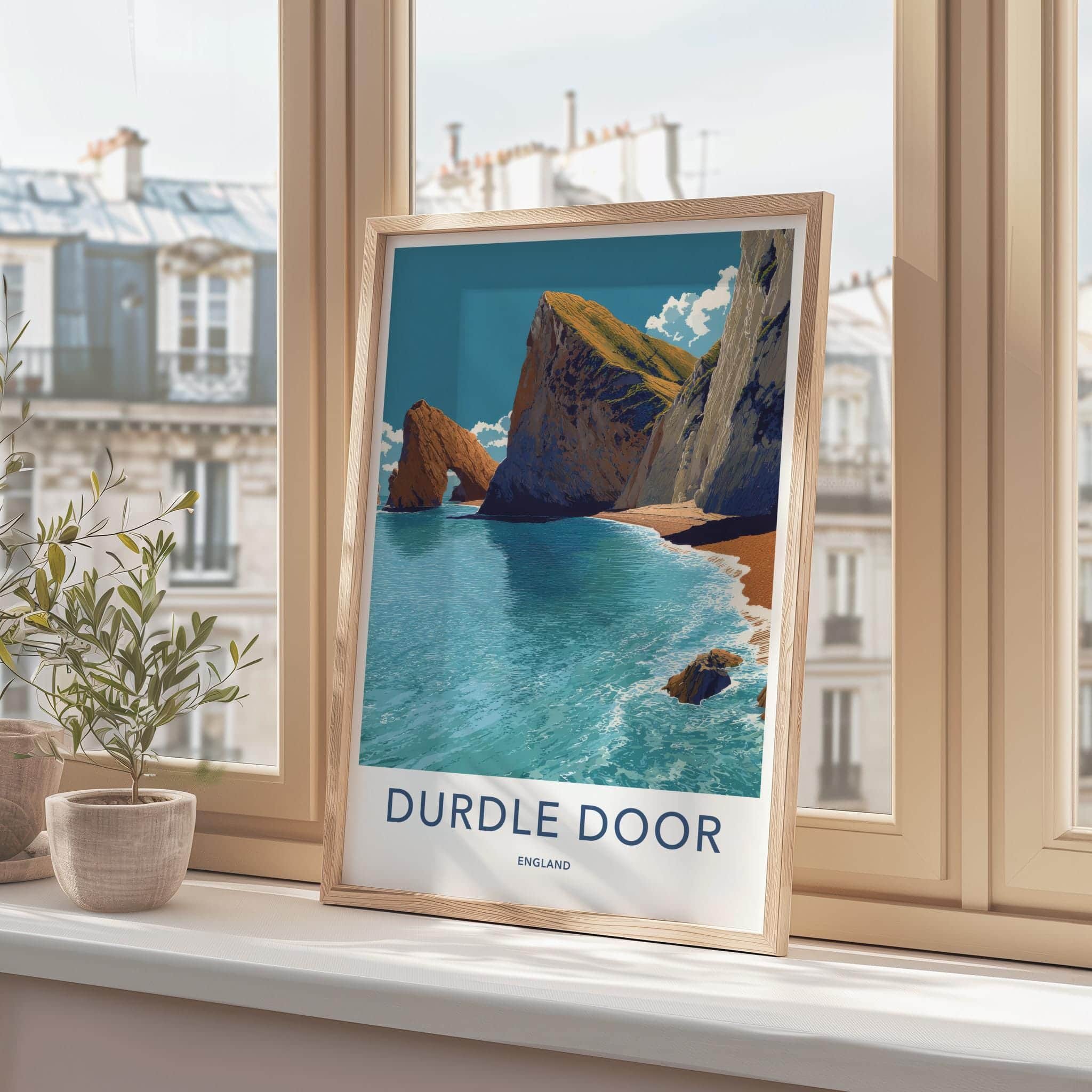 Durdle Door Poster - England Travel Art - Natural Arch Seascape Home Decor