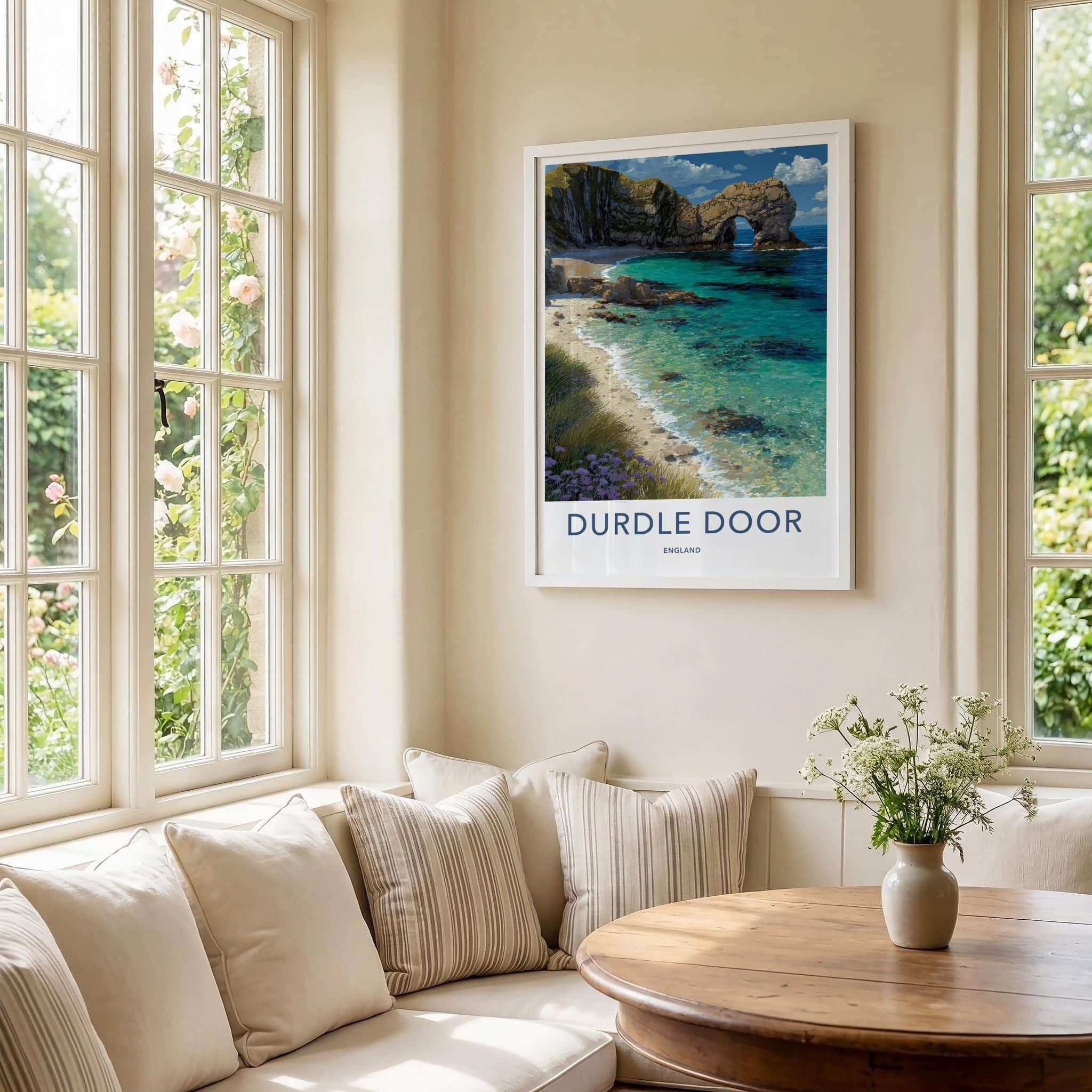 Durdle Door Poster - England Travel Print - Limestone Arch Beach Wall Decor