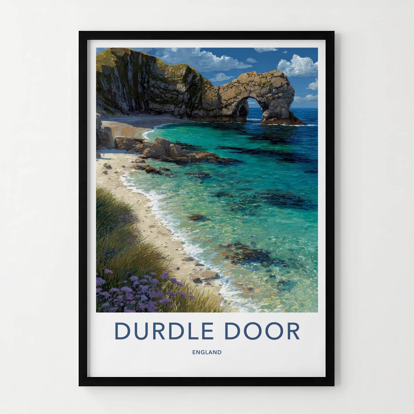 Durdle Door Poster - England Travel Print - Limestone Arch Beach Wall Decor