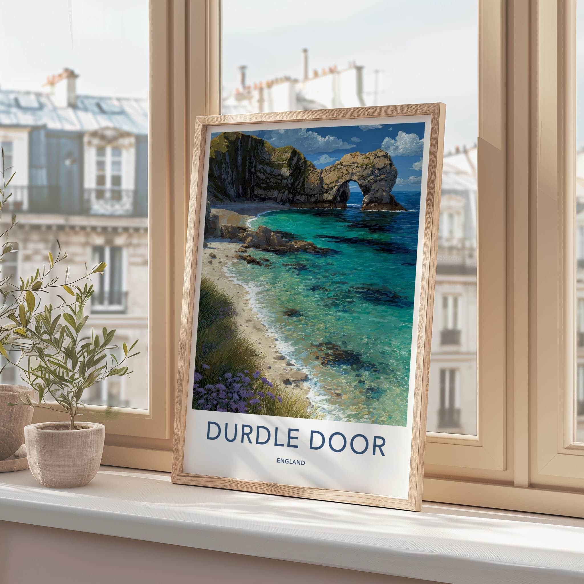 Durdle Door Poster - England Travel Print - Limestone Arch Beach Wall Decor