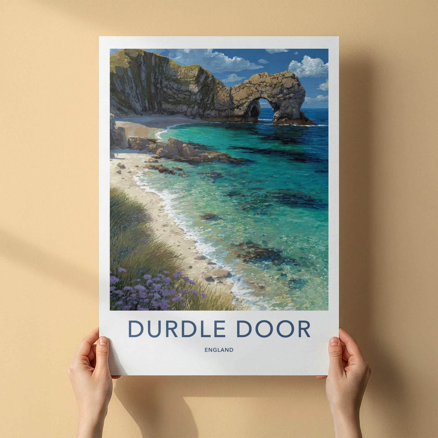 Durdle Door Poster - England Travel Print - Limestone Arch Beach Wall Decor