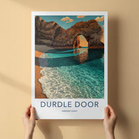 Durdle Door Poster - United Kingdom Travel Art - Coastal Arch Sunset Home Decor