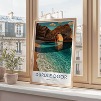 Durdle Door Poster - United Kingdom Travel Art - Coastal Arch Sunset Home Decor