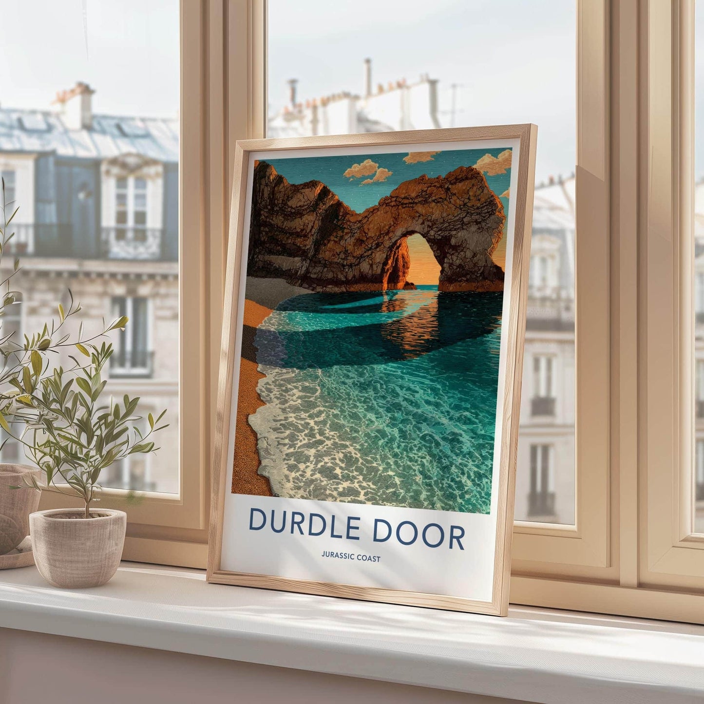 Durdle Door Poster - United Kingdom Travel Art - Coastal Arch Sunset Home Decor