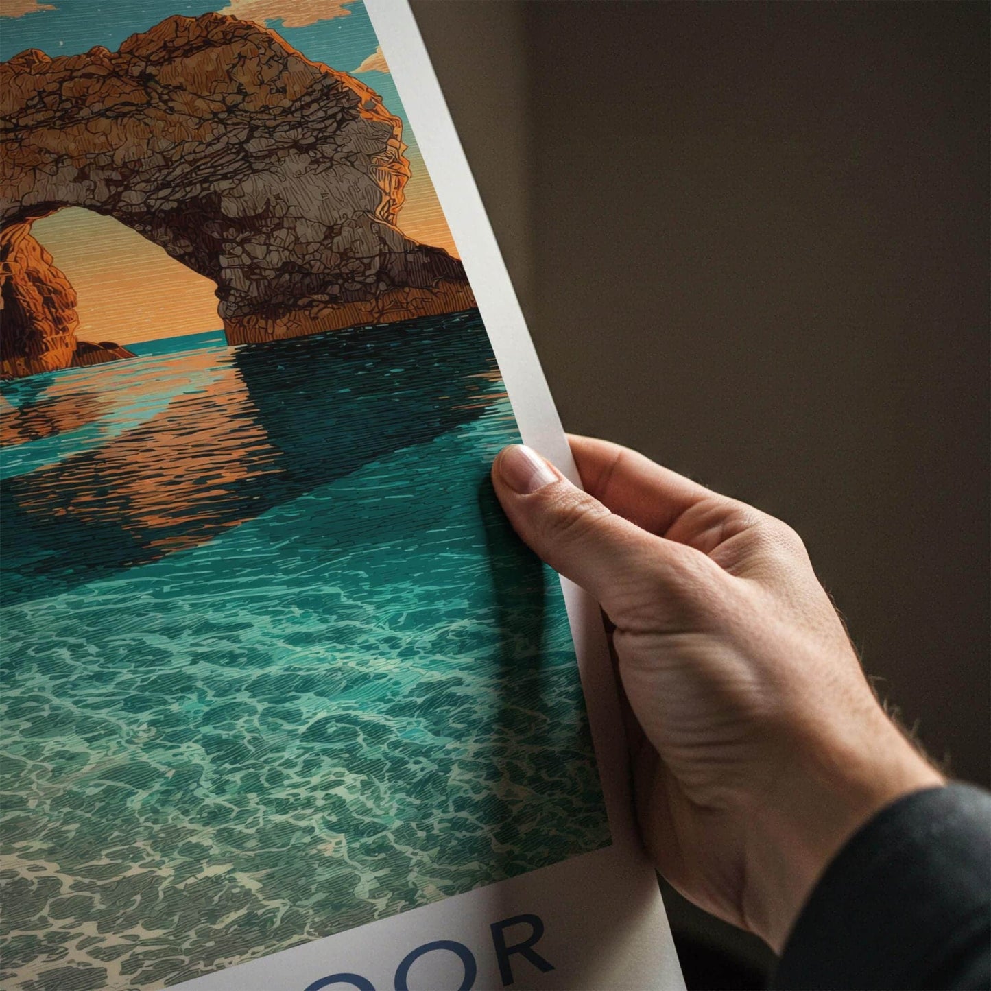 Durdle Door Poster - United Kingdom Travel Art - Coastal Arch Sunset Home Decor