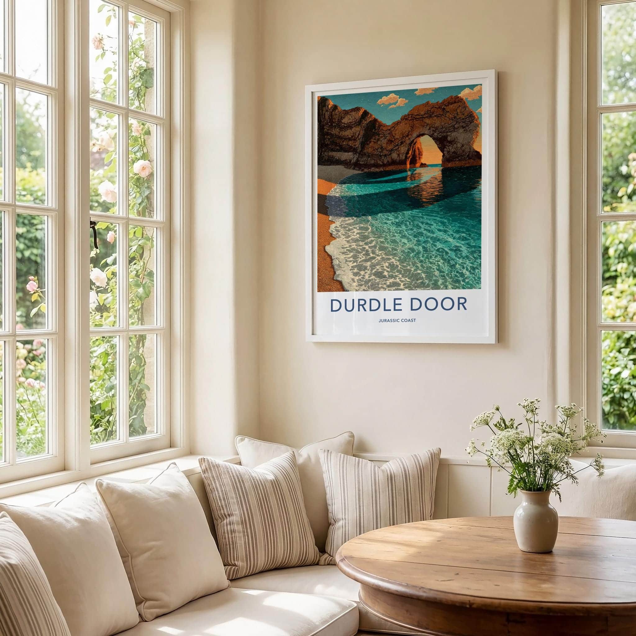Durdle Door Poster - United Kingdom Travel Art - Coastal Arch Sunset Home Decor