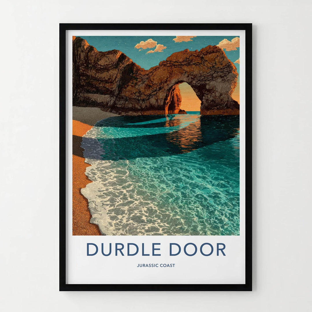 Durdle Door Poster - United Kingdom Travel Art - Coastal Arch Sunset Home Decor