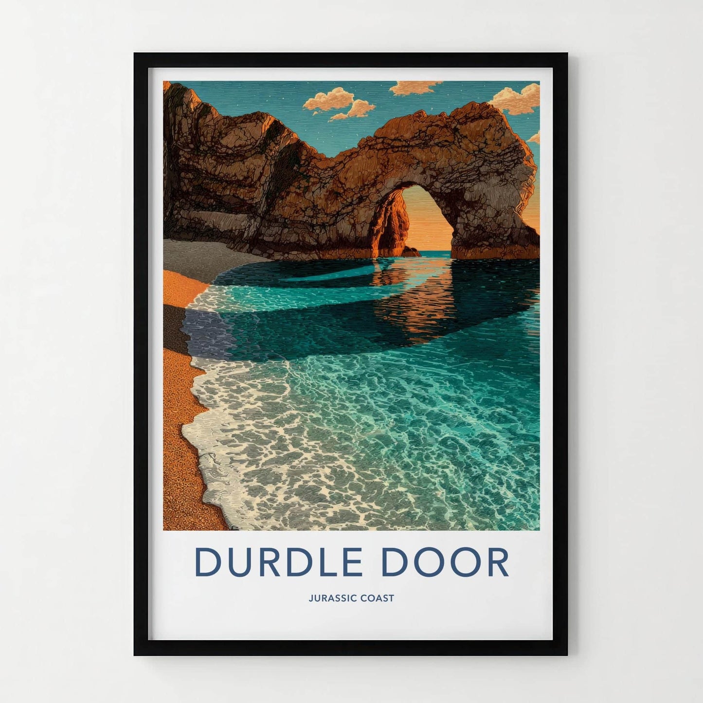 Durdle Door Poster - United Kingdom Travel Art - Coastal Arch Sunset Home Decor