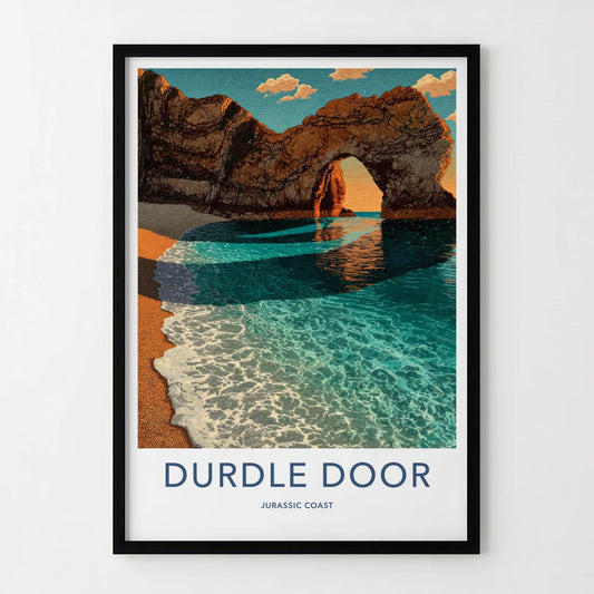 Durdle Door Poster - United Kingdom Travel Art - Coastal Arch Sunset Home Decor