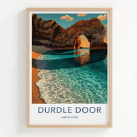 Durdle Door Poster - United Kingdom Travel Art - Coastal Arch Sunset Home Decor