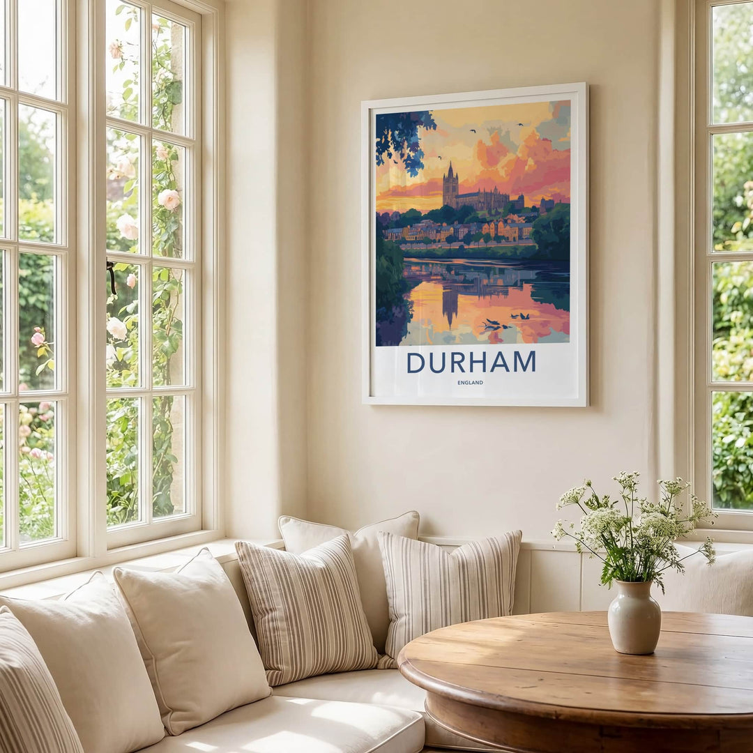 Durham Poster - England Travel Art - Cathedral River Sunset Home Decor