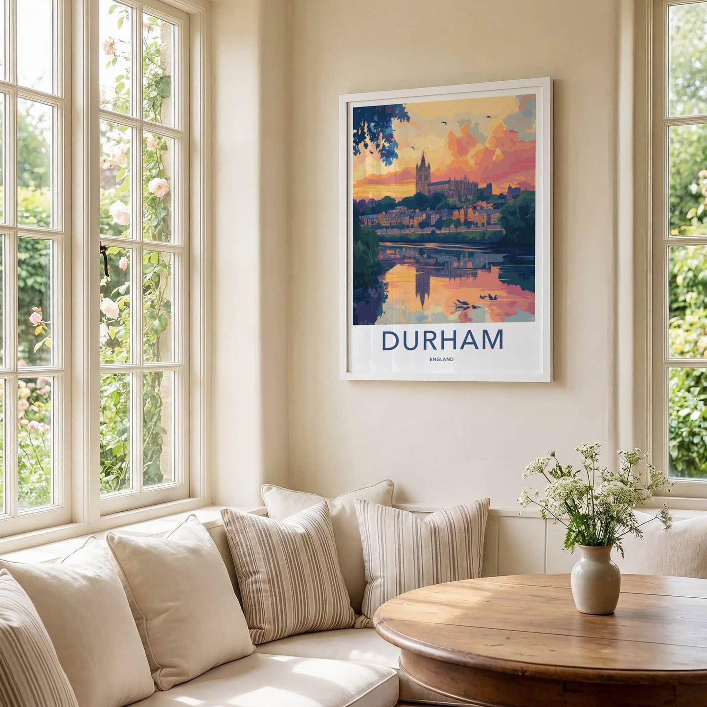 Durham Poster - England Travel Art - Cathedral River Sunset Home Decor